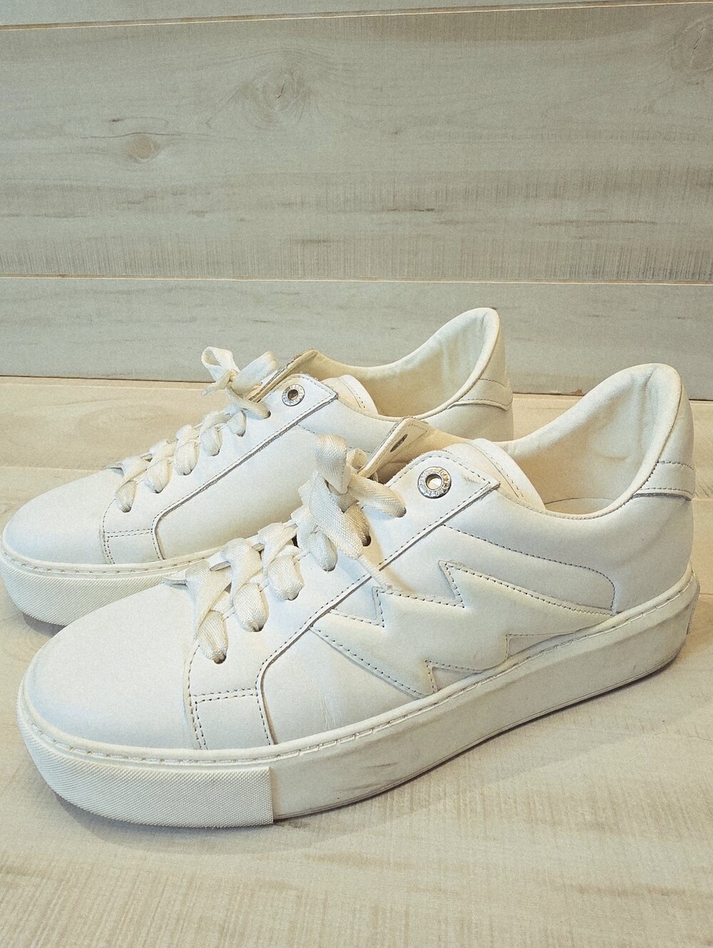 {41/11} Zadig & Voltaire Women's LA Flash Platform Sneakers White